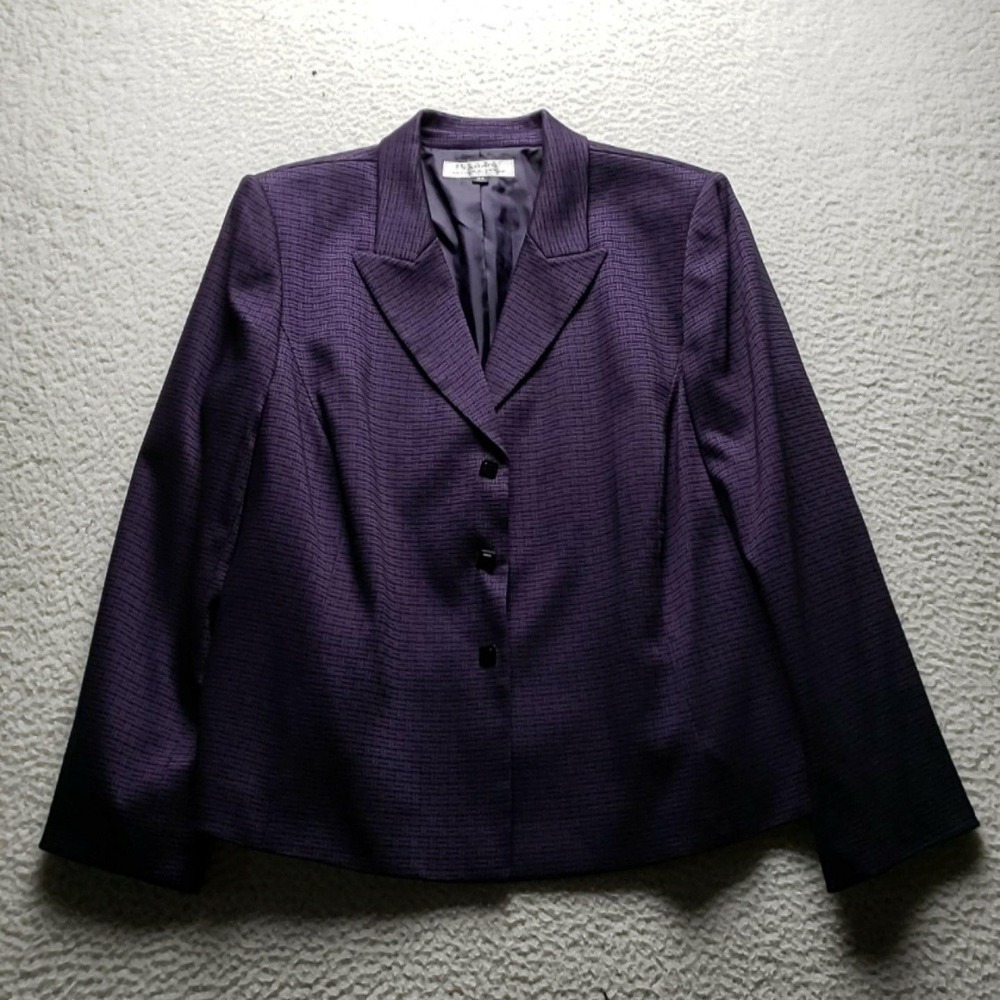 Tahari Arthur S. Levine Blazer Jacket Womens Plus 18W Purple Geometric Lined
